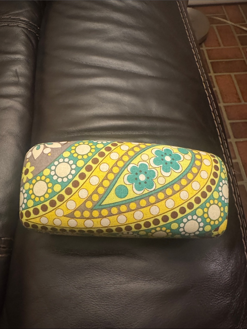 Vera Bradley Yellow, Teal & Brown Floral Paisley Eyeglass Case